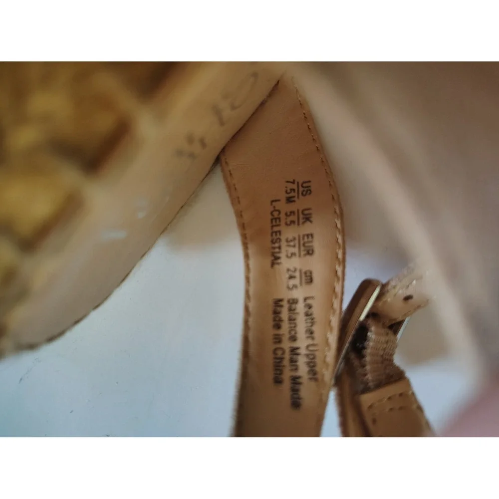 Franco Sarto L-Celestial Tan Leather Espadrille Wedge Sandals Women's 7.5‎ M